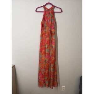 Laundry Shelli Segal Embellished Floral Gown Multicolor Glam Evening Size 10